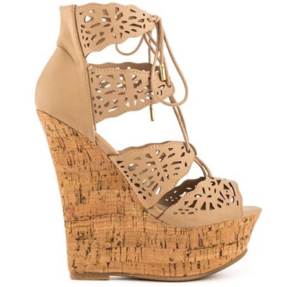 JustFab Amalia Nude Wedge